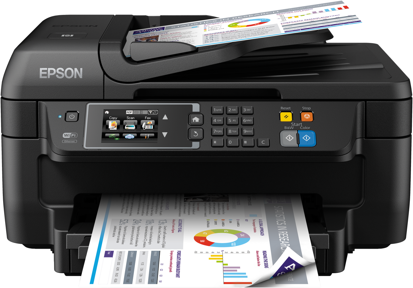 Imprimante multifonctions Epson WorkForce WF-2760WF CL 4/1 RV Couleur jet d'encre - A4/Legal (support) - jusqu'a 33 ppm (impression) - 150 feuilles - 33.6 Kbits/s - USB 2.0, LAN, Wi-Fi(n), NFC