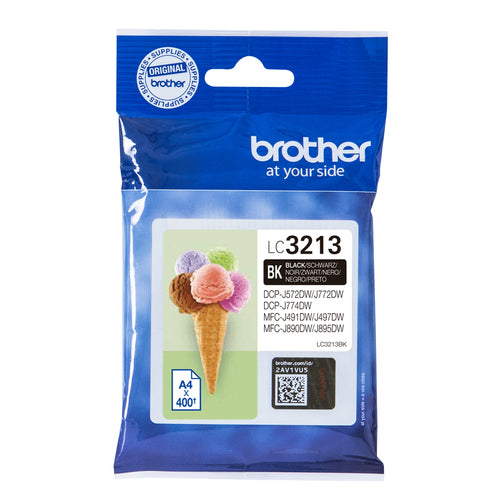 Cartouche d'encre de marque Brother LC3213BK Noire (400 pages)