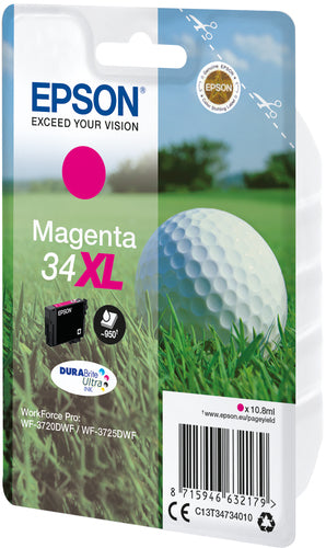 Cartouche d'encre de Marque Epson T3473 Magenta (34XL) Durabrite Ultra (10.8ml - 950 pages) (Serie balle de golf)