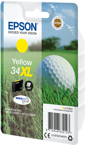 Cartouche d'encre de Marque Epson T3474 Jaune (34XL) Durabrite Ultra (10.8ml - 950 pages) (Serie balle de golf)