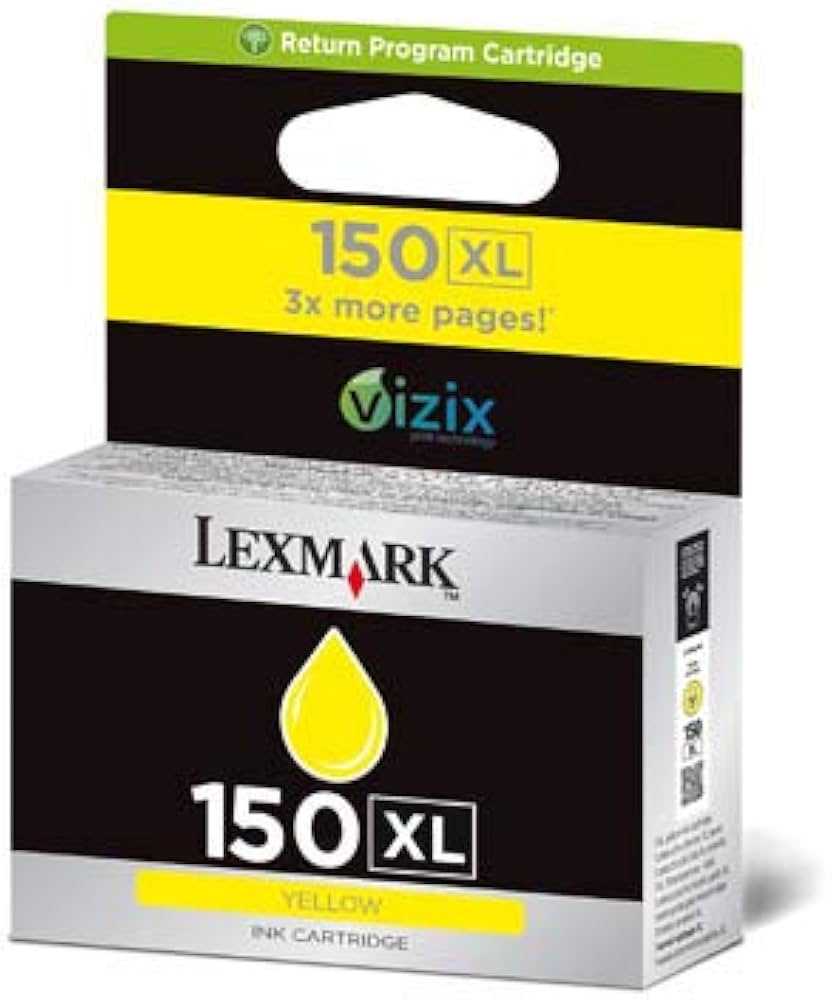 Cartouche Jet d'encre de Marque Lexmark 14N1618E N°150XL Vizix Jaune Haute capacité (750 pages)