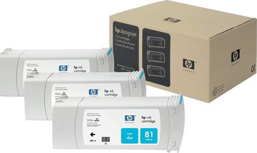 Cartouche Jet d'encre de Marque HP81 light Cyan C5070A (3 x 680ml)