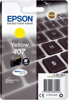 Cartouche d'encre de Marque Epson C13T07U440 (Série clavier)Jaune (407) (20.3ml - 1 900 pages)