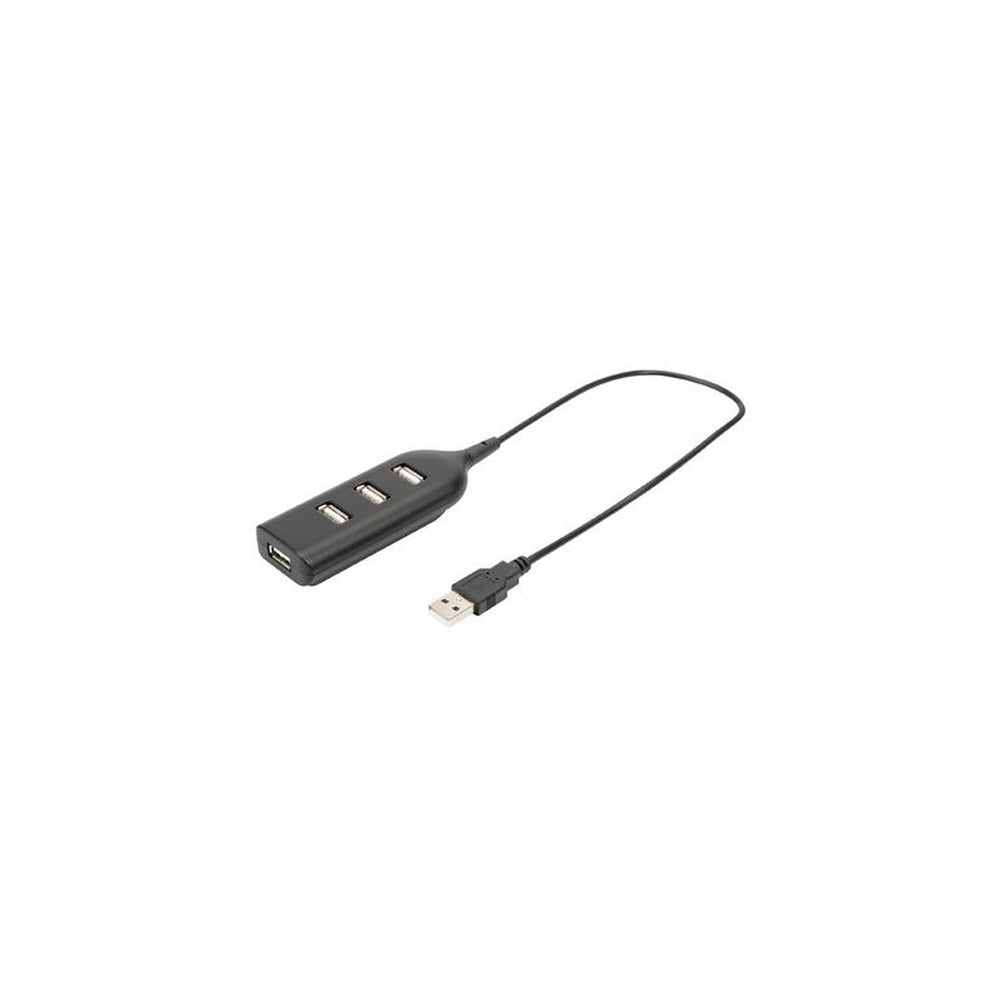 DIGITUS Hub USB 2.0, 4 ports, longueur câble : 300 mm, noir