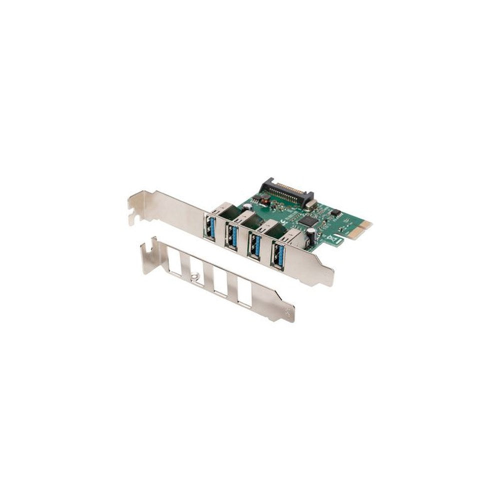 DIGITUS Carte réseau PCI Express USB 3.0, 4 ports, 5 Gbit/s.
