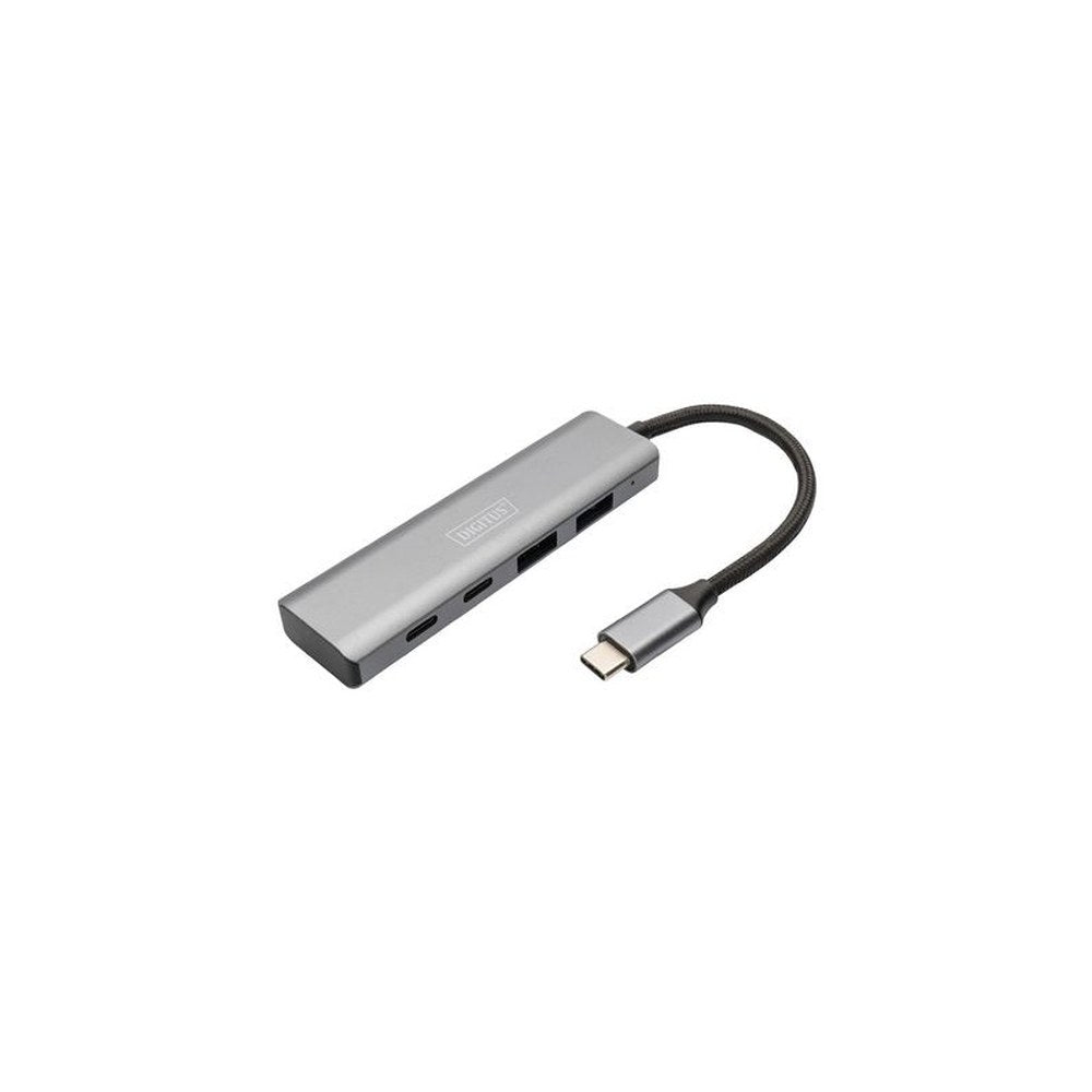 DIGITUS Hub USB-C, 4 ports, 2x USB A + 2x USB-C, gris foncé