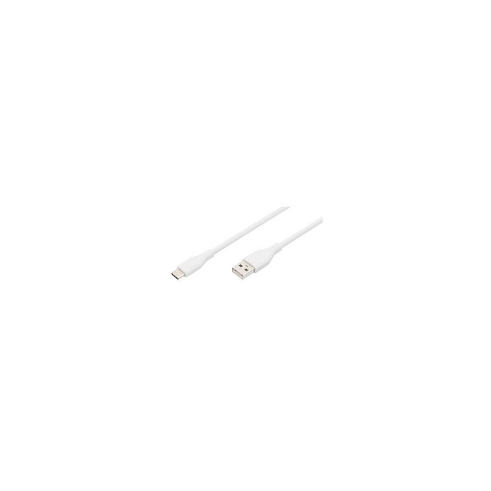 DIGITUS Câble USB 2.0 silicone, USB-C - USB-A, 0,5 m, blanc