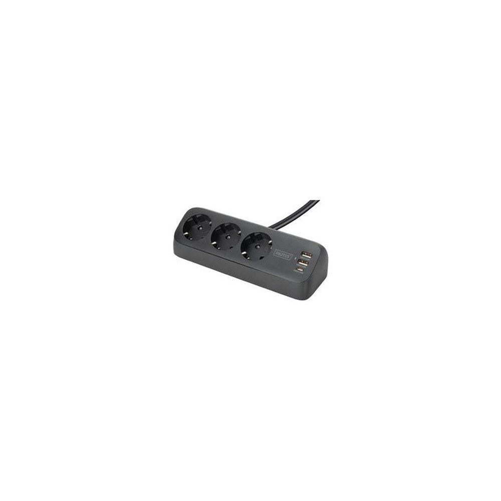 DIGITUS Steckdosenleiste, 3-fach + 3x USB, schwarz
