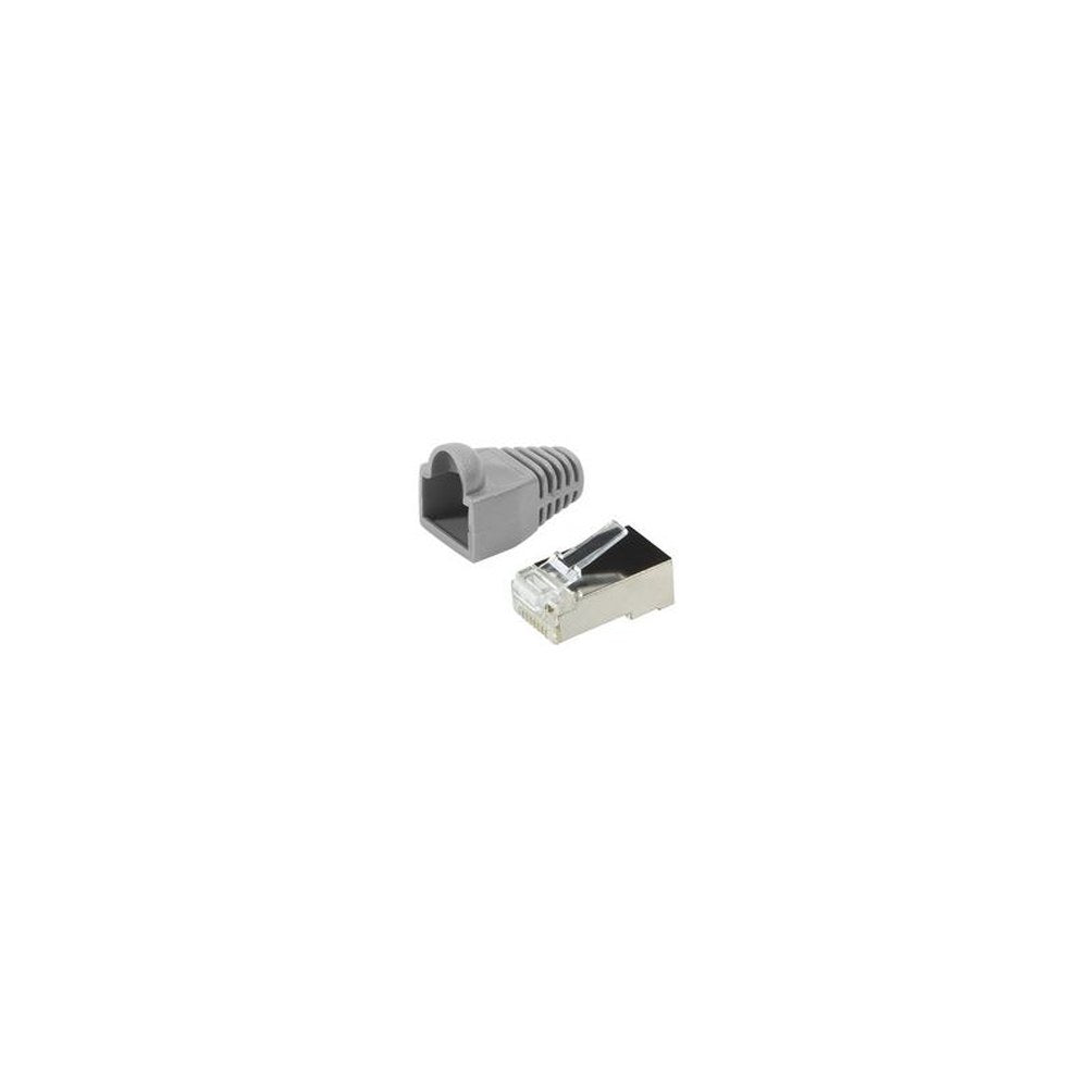 LogiLink Connecteur mâle RJ45, Cat.5e, gris, avec manchon de