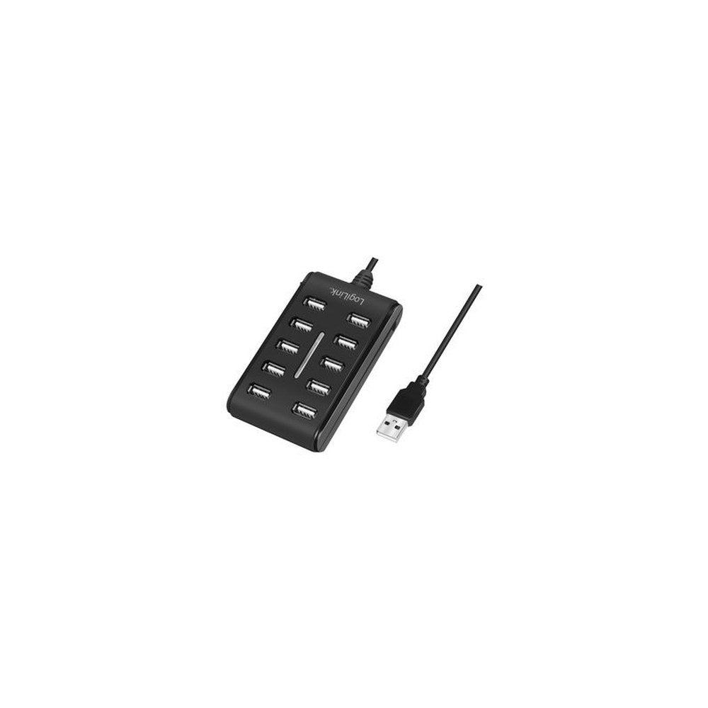 LogiLink Hub USB 2.0, 10 ports, avec interrupteur, noir