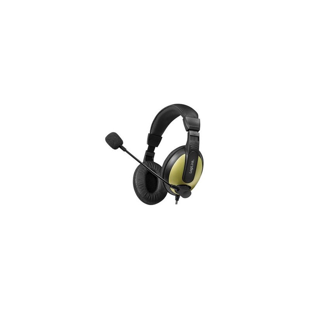 LogiLink Casque audio High Quality, avec coussinet, noir/or