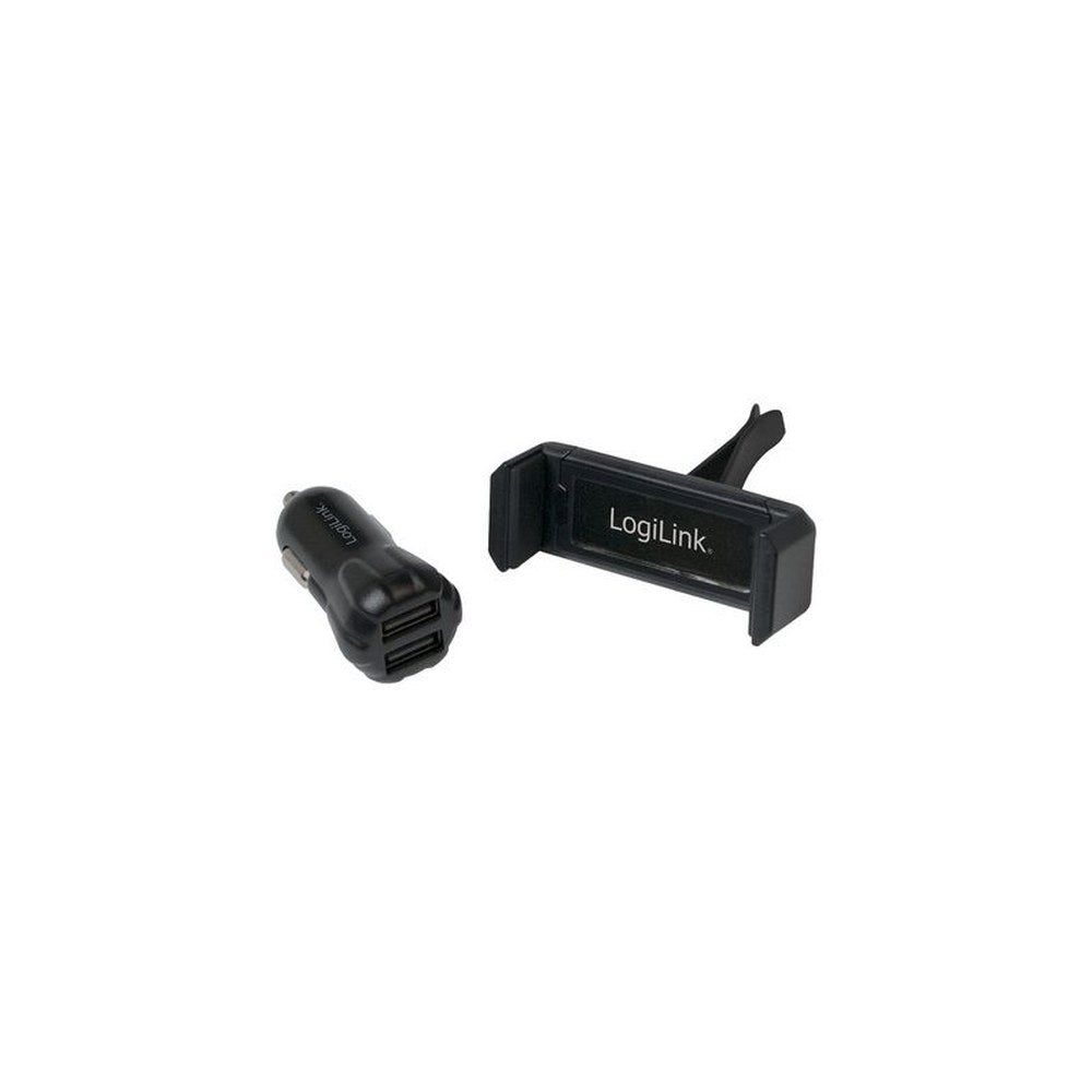 LogiLink Chargeur USB allume-cigare + support de smartphones