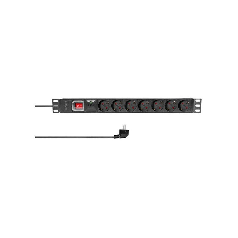 LogiLink 19" Steckdosenleiste, 7-fach, mit Schalter, schwarz