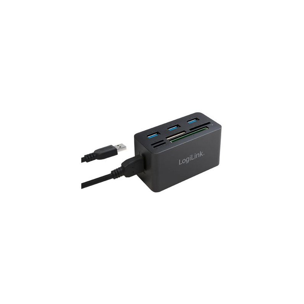 LogiLink Hub USB 3.0 avec lecteur de carte All-in-One, noir
