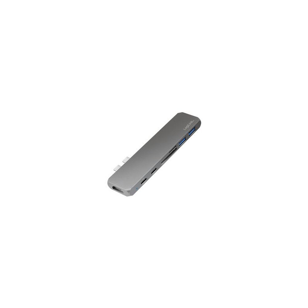 LogiLink Hub multifonction USB-C 7-en-1 avec PD, gris