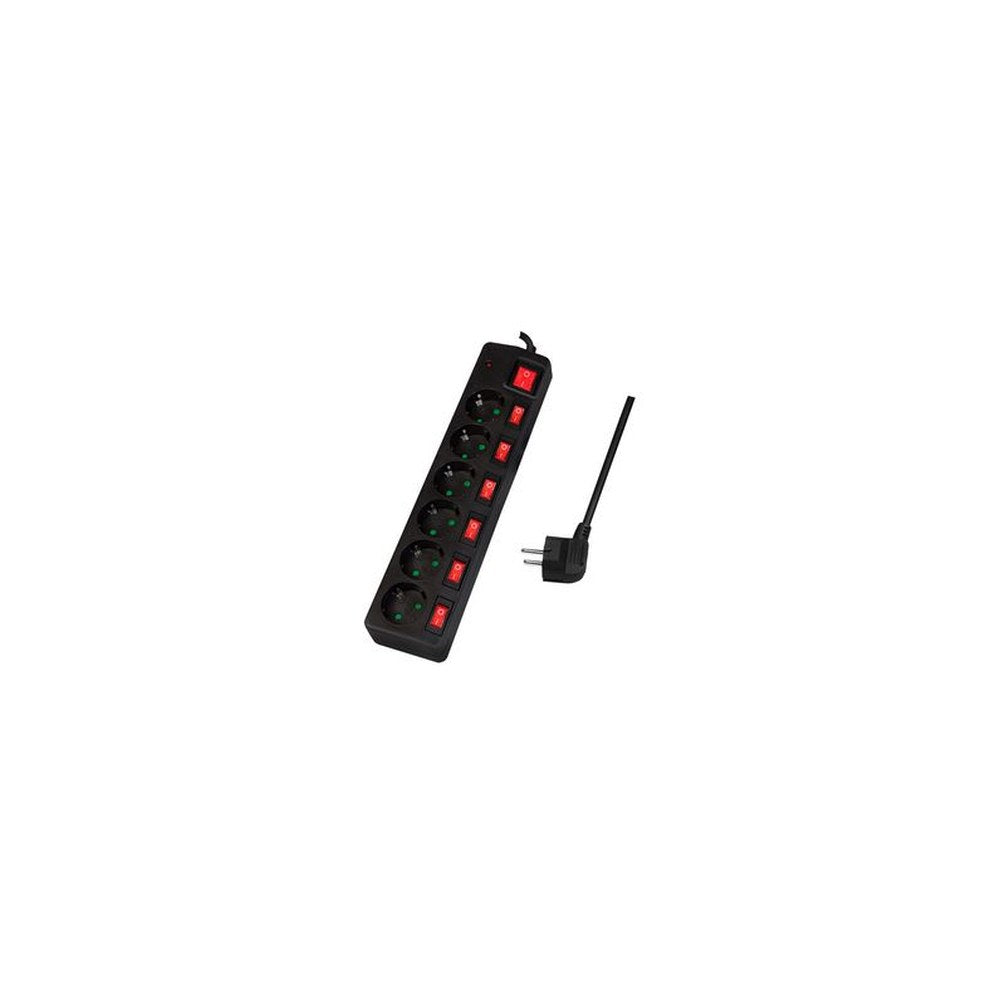 LogiLink Multiprise Euro, 6 prises, interrupteurs général