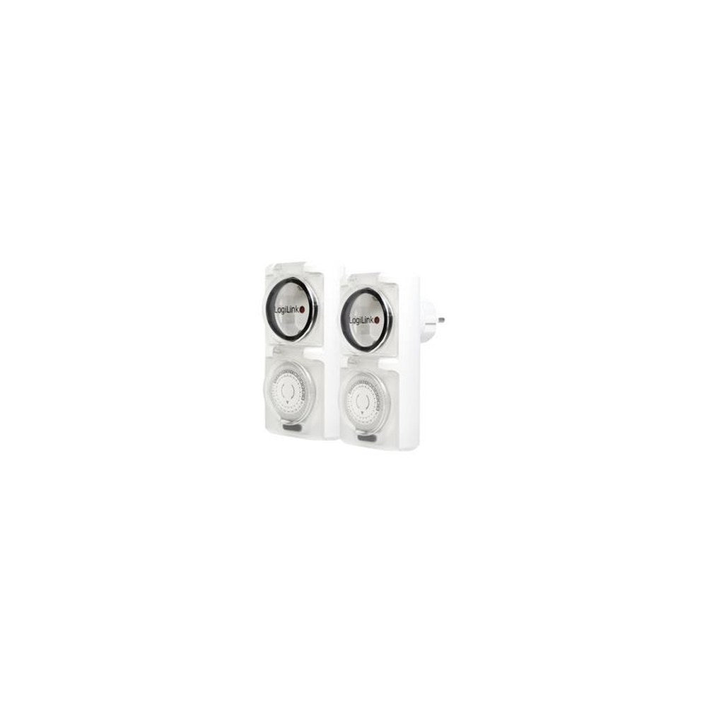 LogiLink Mechanische Zeitschaltuhr, 2er Set, IP44, weiß
