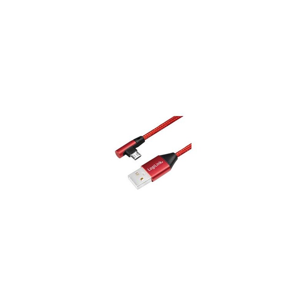LogiLink Câble USB 2.0, USB-A - Micro USB, 0,3 m, rouge
