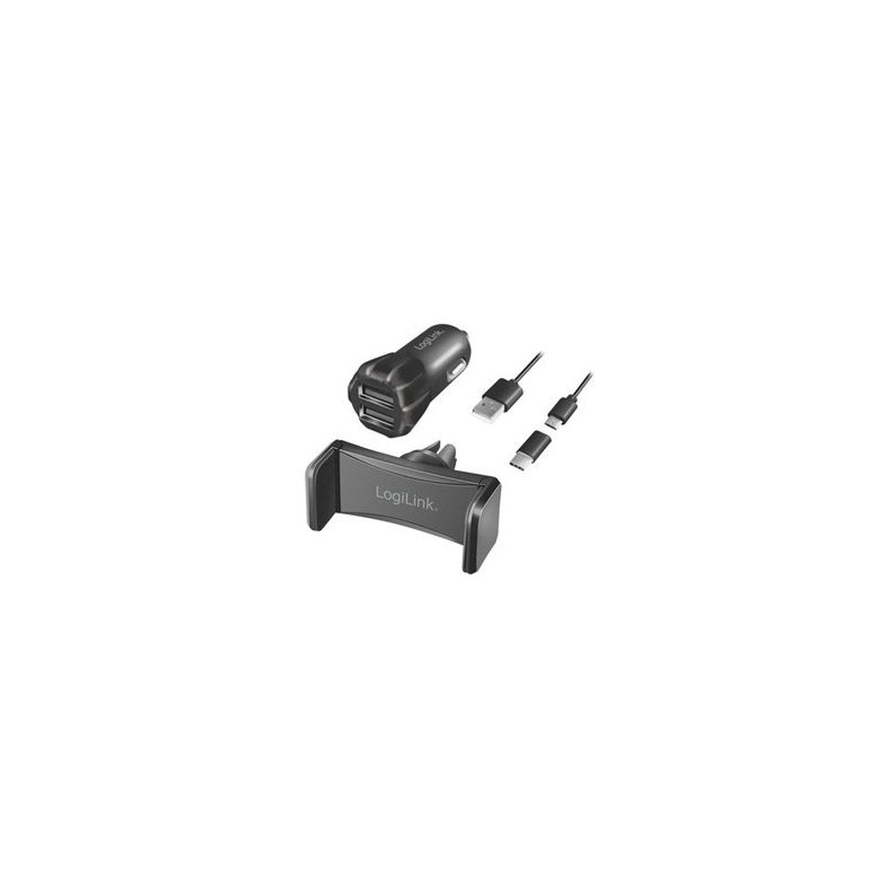 LogiLink Chargeur de voiture USB & support pour smartphone