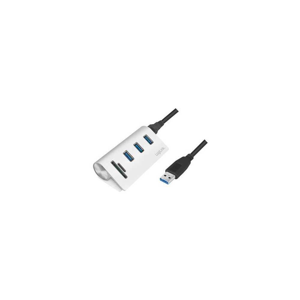 LogiLink Hub USB 3.0 + lecteur de carte, 3 ports, argenté