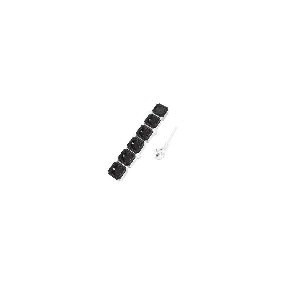 LogiLink Bloc multiprises flexible, 5 prises, noir/blanc