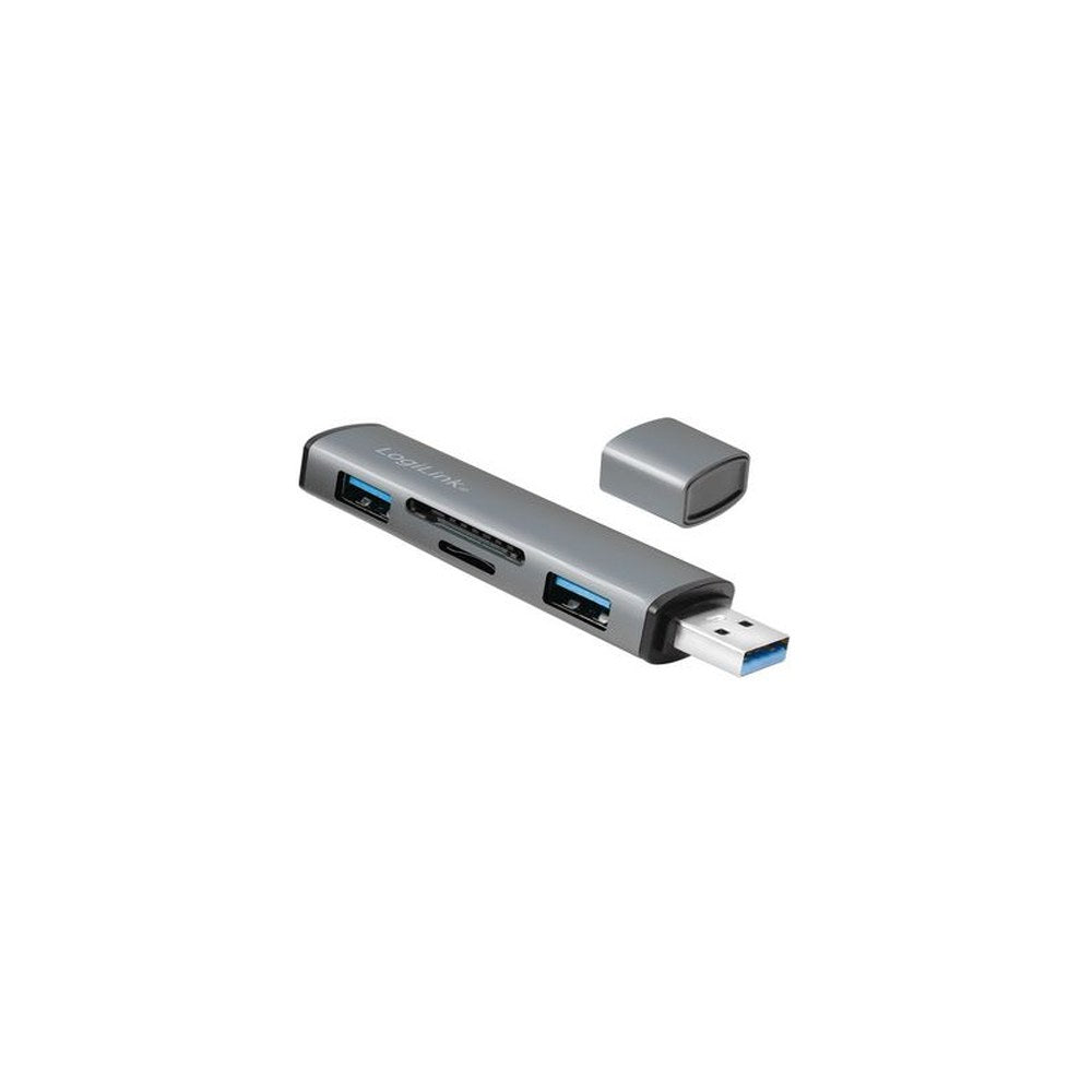 LogiLink Hub USB 3.2 Gen2, avec lecteur de carte, 2 ports