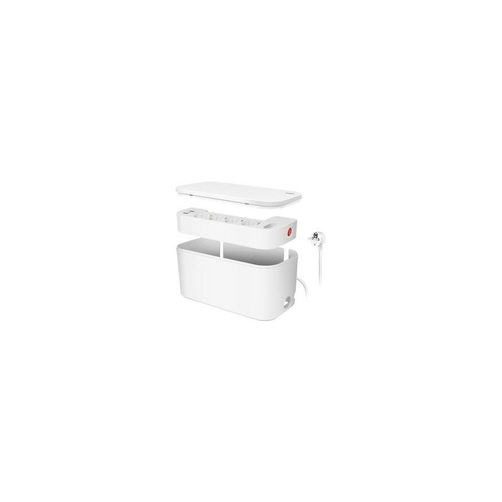 LogiLink Boîtier de câbles avec multiprise, 5 prises, blanc