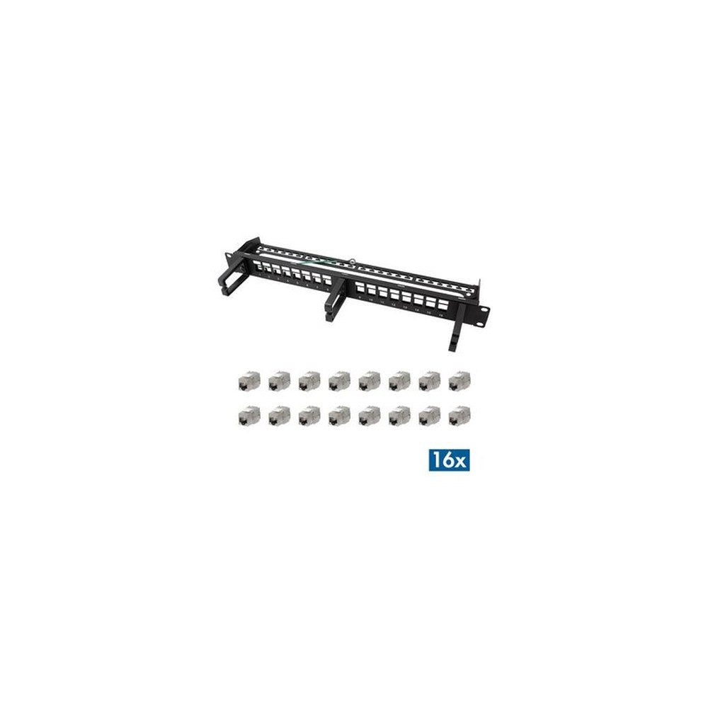 LogiLink 19" Modular Keystone Patch Panel, 16 Port, schwarz