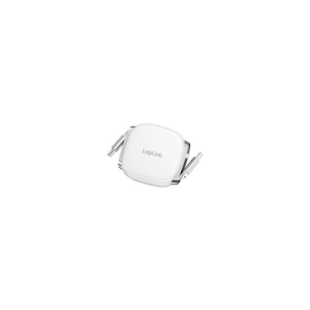 LogiLink Câble USB 2.0, USB-C - USB-C, rétractable, blanc