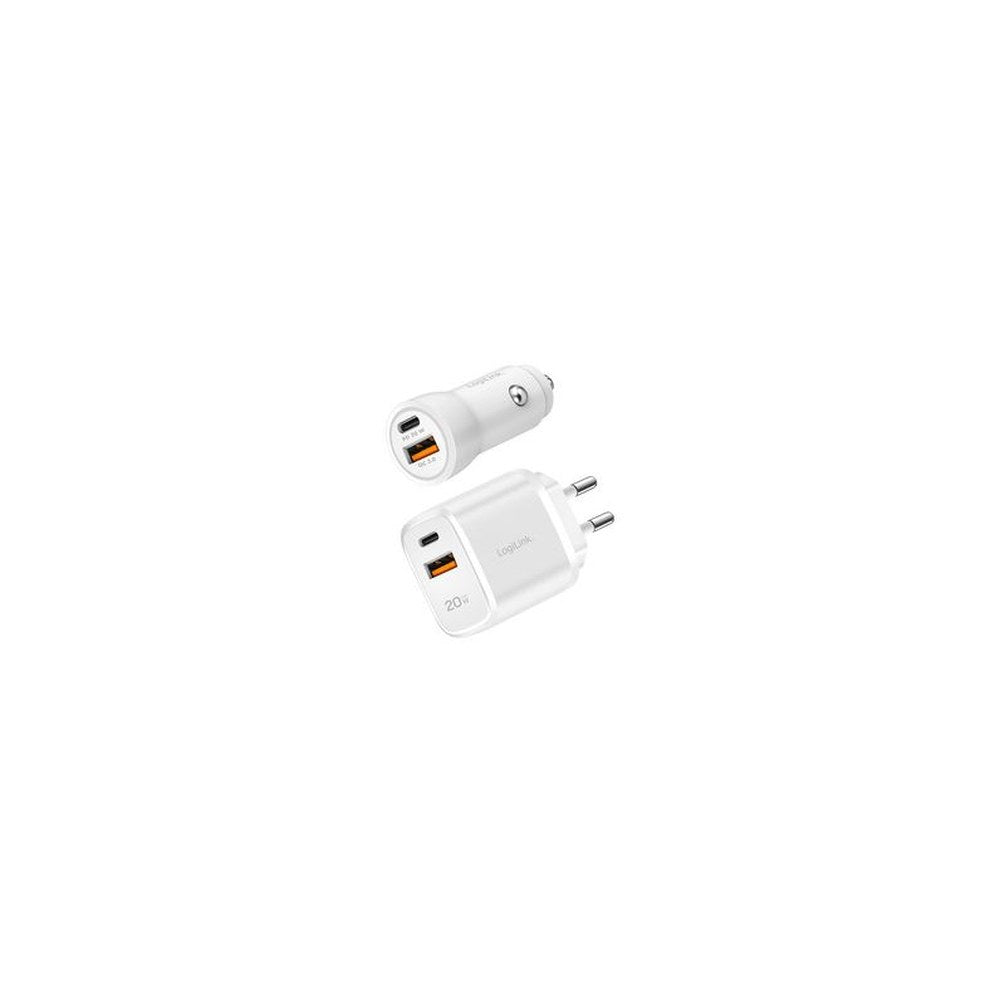 LogiLink Set de 2 chargeurs USB, allume-cigare & secteur