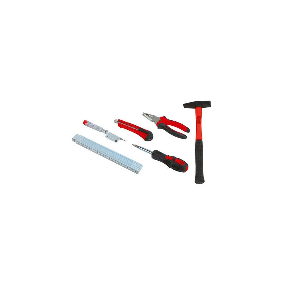 BRÜDER MANNESMANN Sac avec kit d'outils 7 pièces, noir/rouge