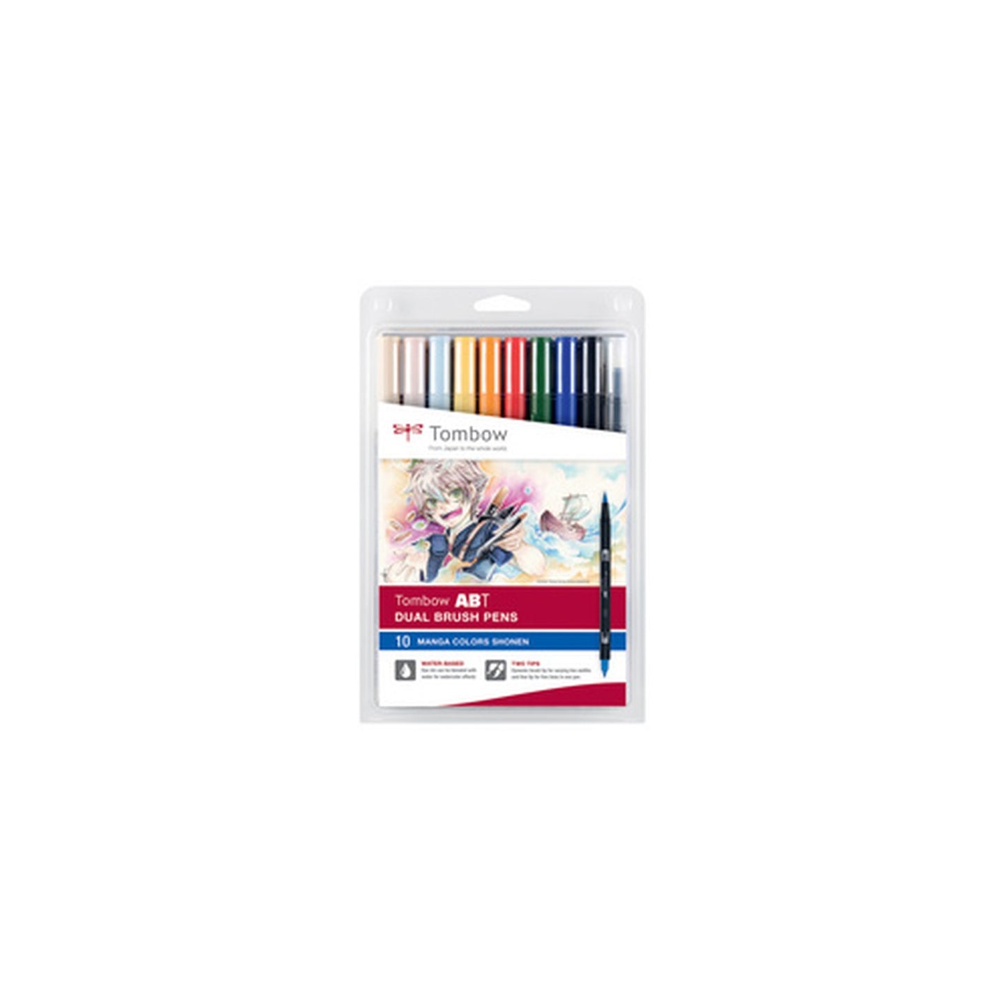 Tombow Feutre double pointe "ABT DUAL BRUSH PEN", set de 10