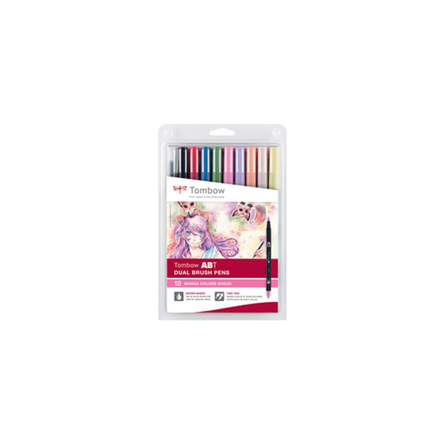 Tombow Feutre double pointe "ABT DUAL BRUSH PEN", set de 10
