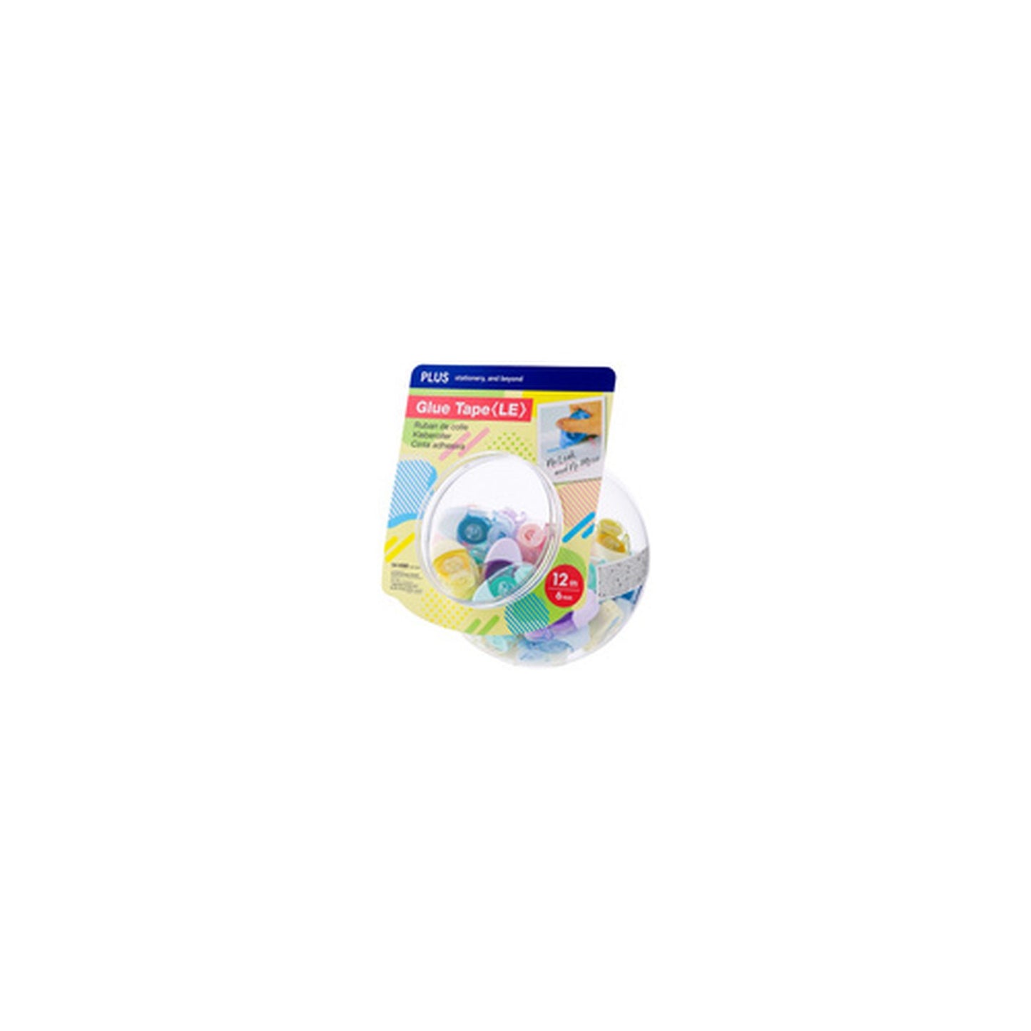 PLUS JAPAN Mini-roller de colle "LE", 6mm x 12m, dans bocal