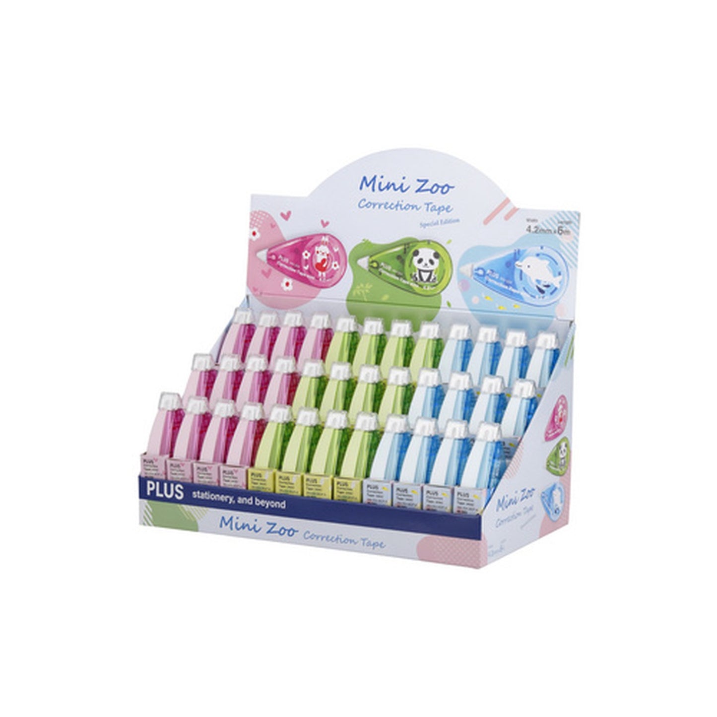 PLUS JAPAN Roller correcteur "Mini Zoo" 5mm x 6m, présentoir