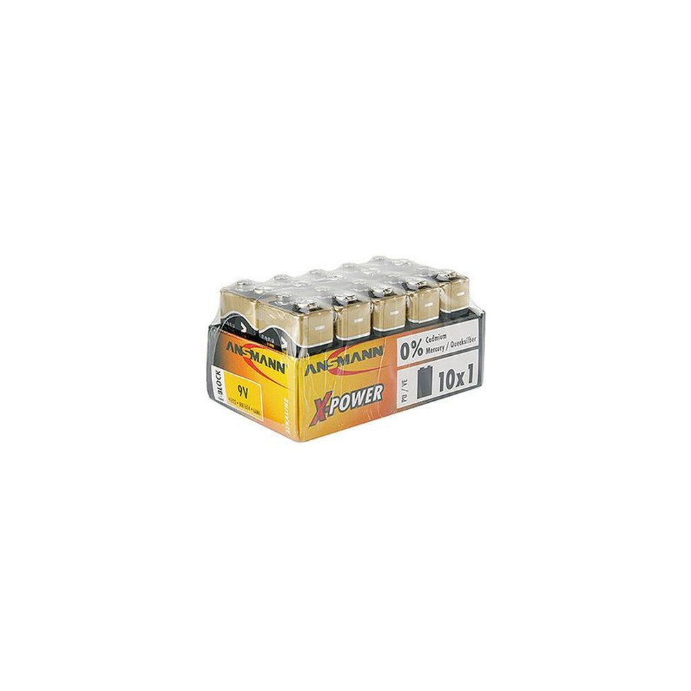ANSMANN pile alcaline "X-Power", 9V bloc E, présentoir de 10