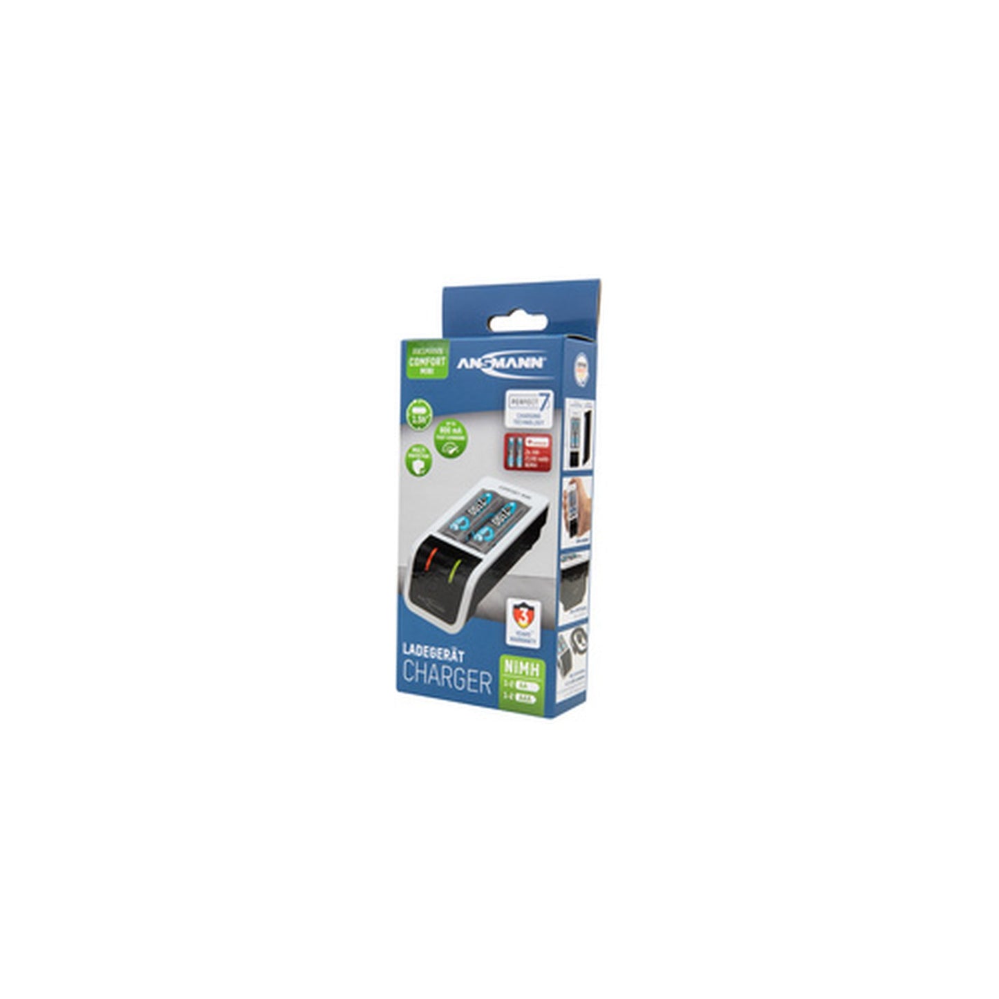 ANSMANN Chargeur rapide Comfort Mini, blanc/noir