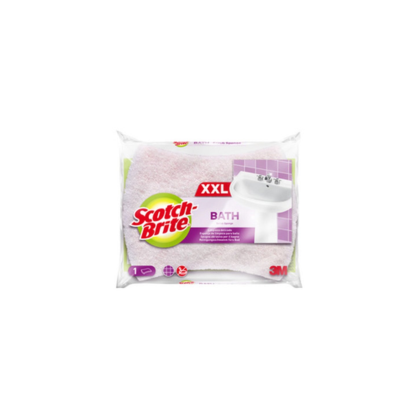 Scotch-Brite Eponge de nettoyage Bath XXL, rose/blanc