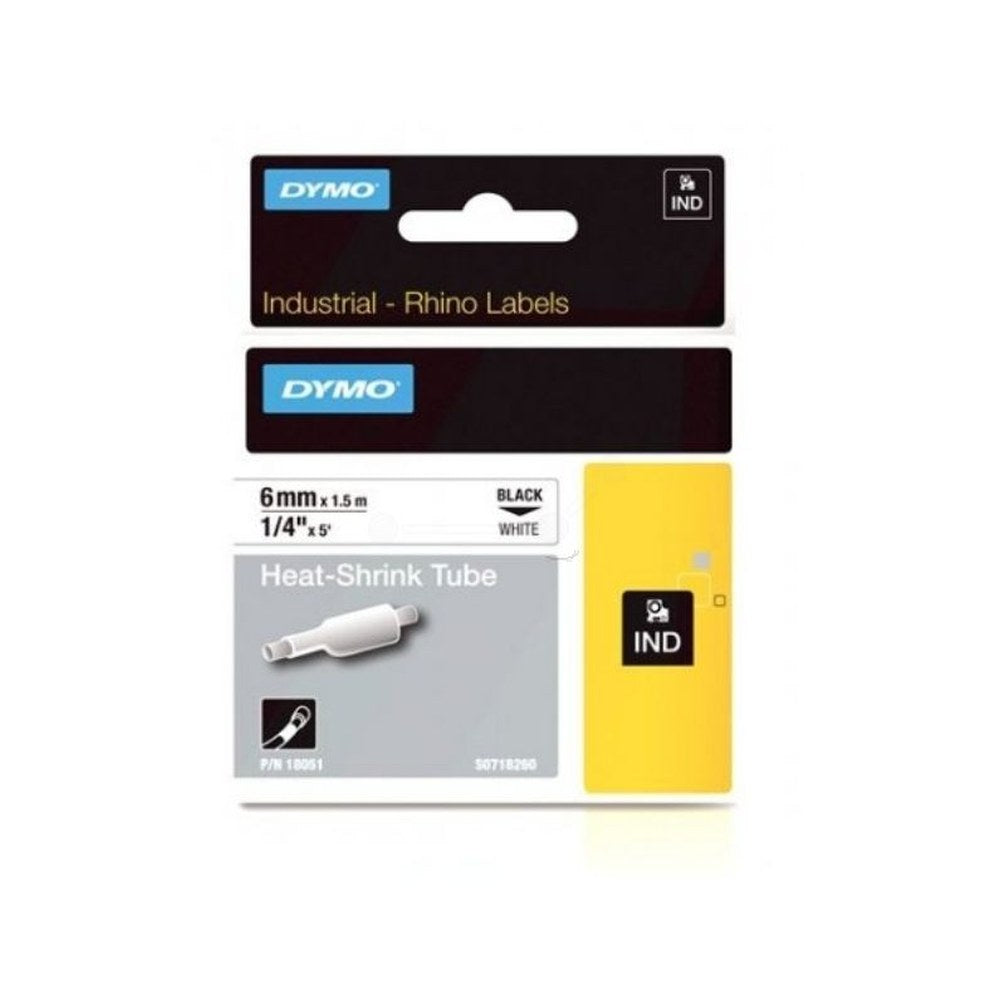 Gaines Thermorétractable d'origines Dymo 18051 / S0718260 - noire, blanche