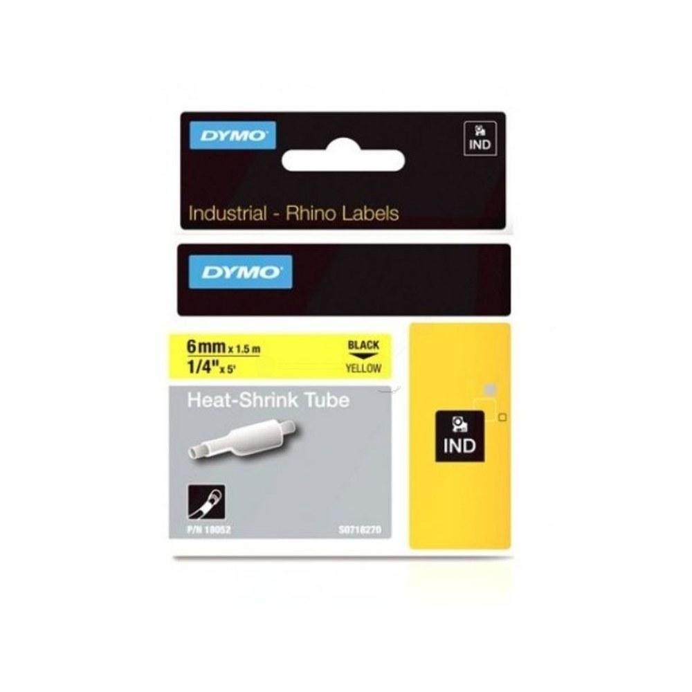 Gaines Thermorétractable d'origines Dymo 18052 / S0718270 - noire, jaune