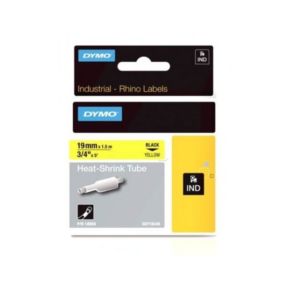 Gaines Thermorétractable d'origines Dymo 18058 / S0718340 - noire, jaune