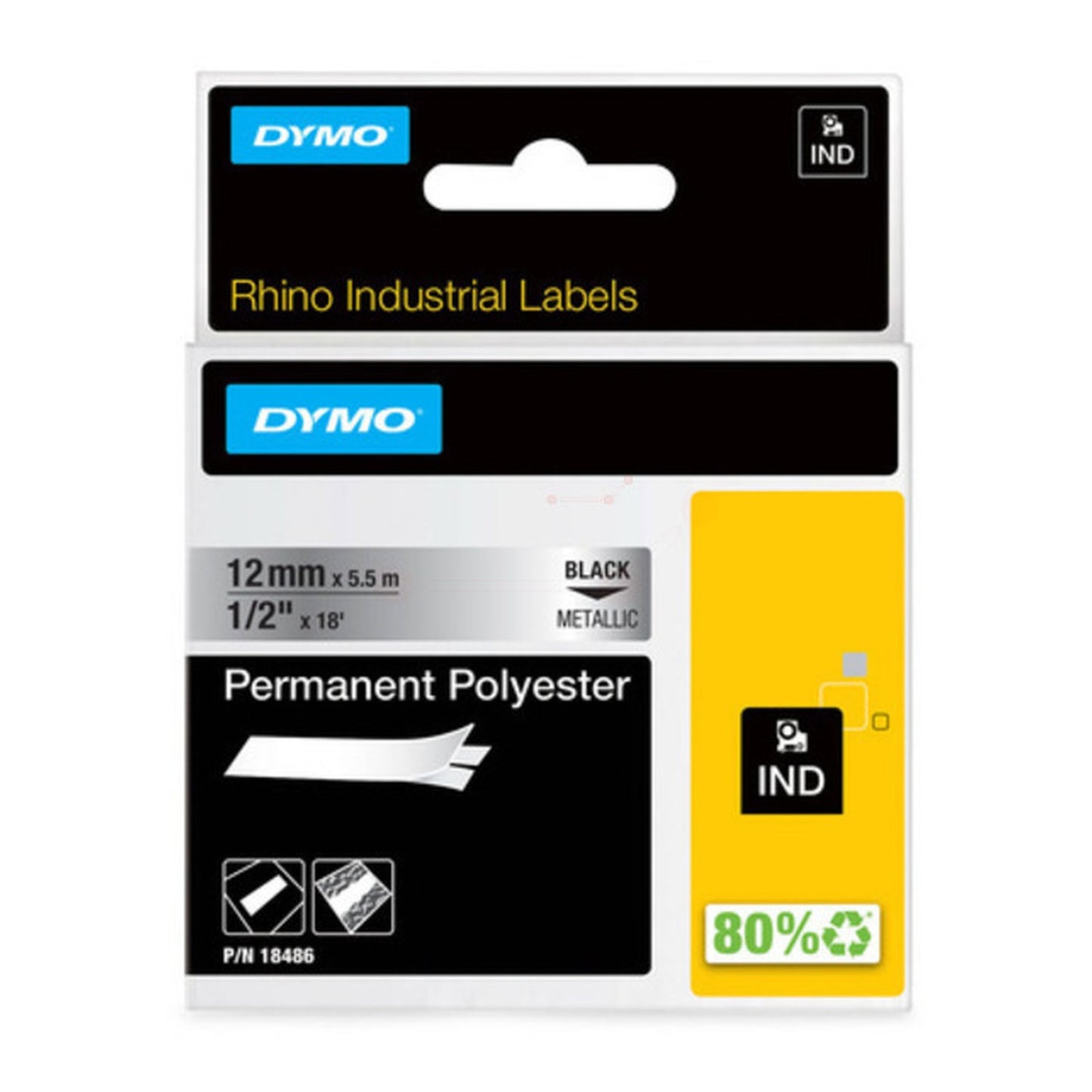 Ruban d'origine Dymo 18761 / S0718180 - noir, argenté