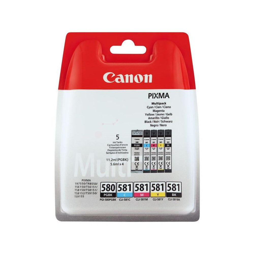Cartouches d'origines Canon 2024C006 / PGI-580 CLI-581 - multipack 5 couleurs : noire, cyan, magenta, jaune