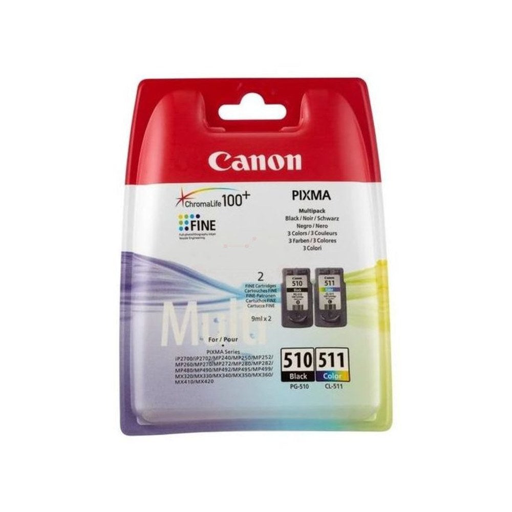 Cartouches d'origines Canon 2970B010 / PG-510+CL-511 - multipack 2 couleurs : noire, multicouleur