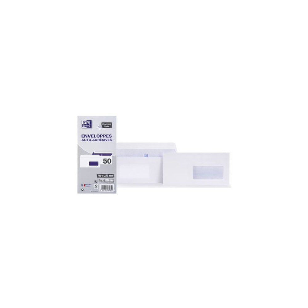 Oxford Enveloppes, DL, 110 x 220 mm, 80 g, auto-adhésives