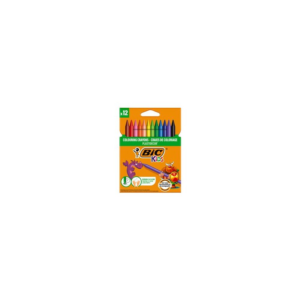 BIC Crayon de cire Plastidecor, étui en carton de 12