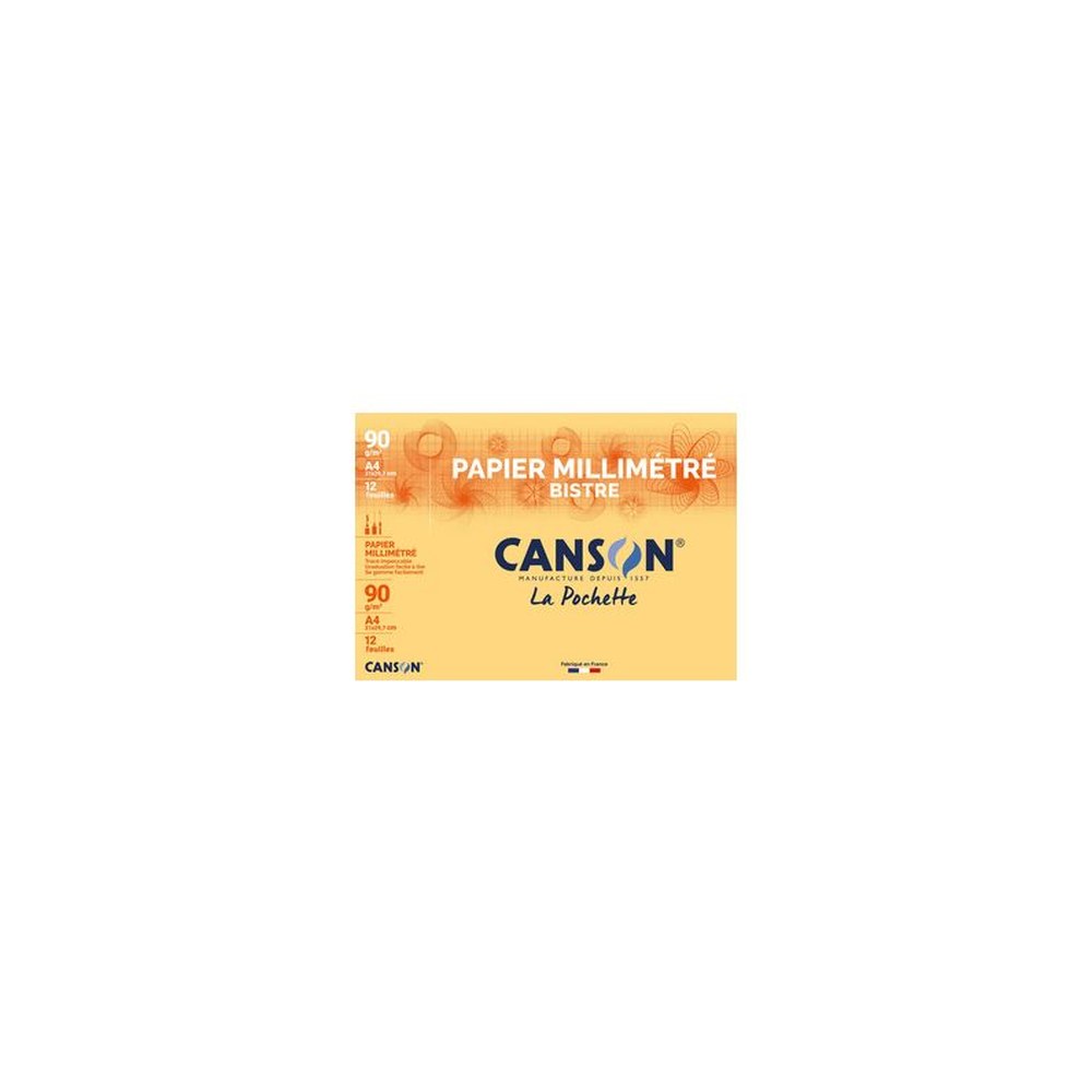 CANSON Papier millimétré, A4, 90 g/m2, couleur: bistre