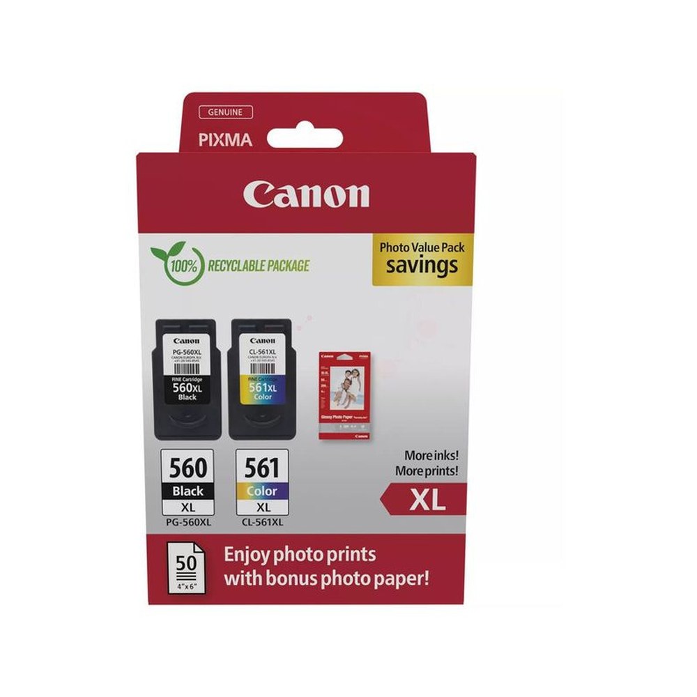 Cartouches d'origines Canon 3712C008 / PG-560XL+CL-561XL - multipack 2 couleurs : noire, multicouleur