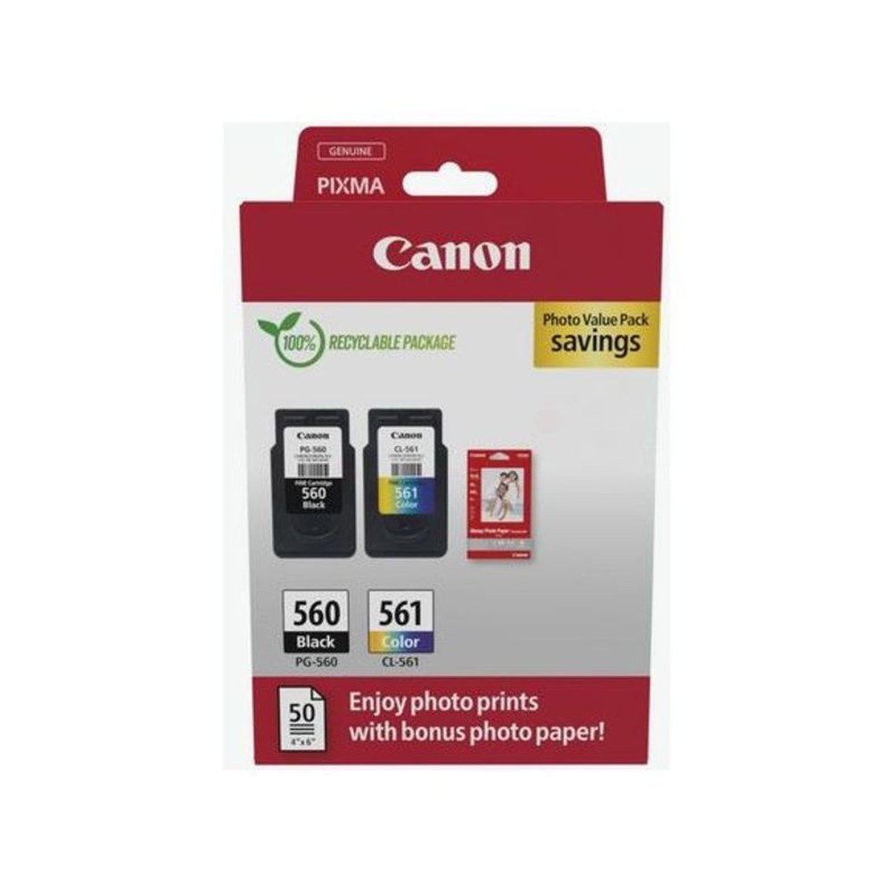 Cartouches d'origines Canon 3713C008 / PG-560+CL-561 - multipack 2 couleurs : noire, multicouleur