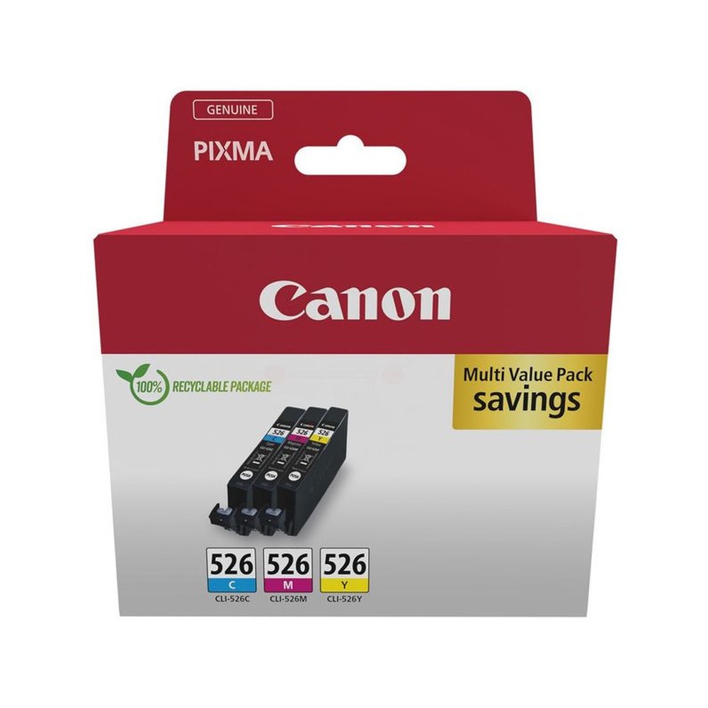Cartouches d'origines Canon 4541B019 / CLI-526 - multipack 3 couleurs : cyan, magenta, jaune